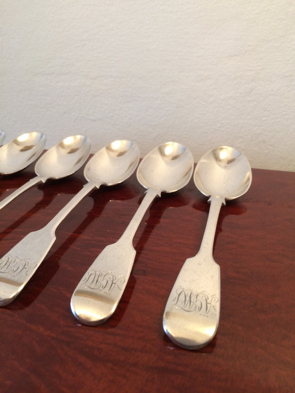 Quality Set of Six Victorian Silver Dessert Spoons, 1876 View III