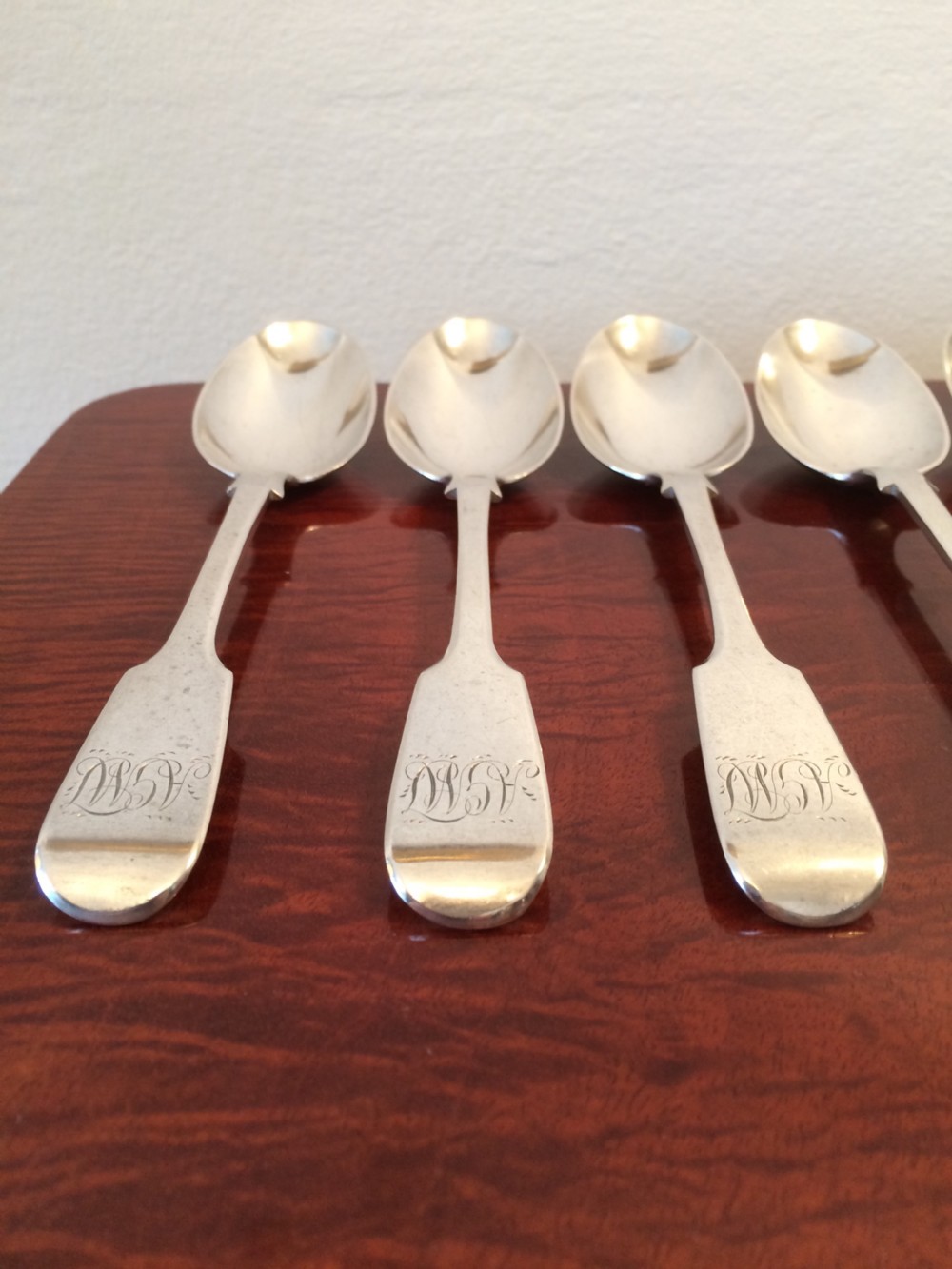 Quality Set of Six Victorian Silver Dessert Spoons, 1876 View V