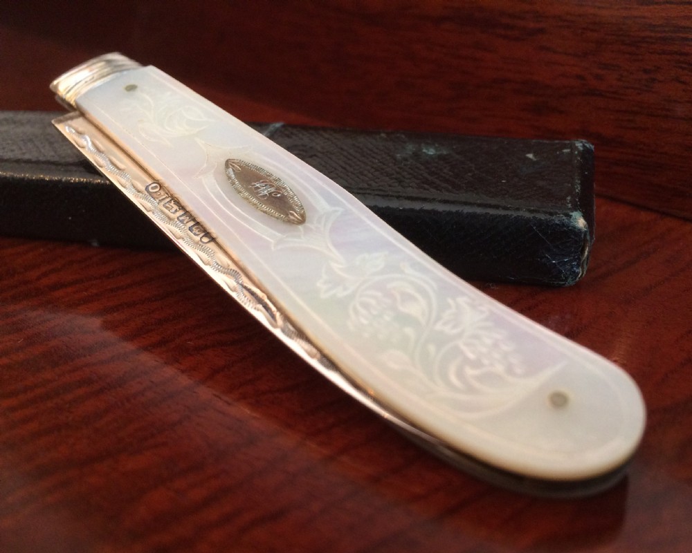 Victorian Silver & Mother of Pearl Fruit Knife, 1855 by John Oxley View VII