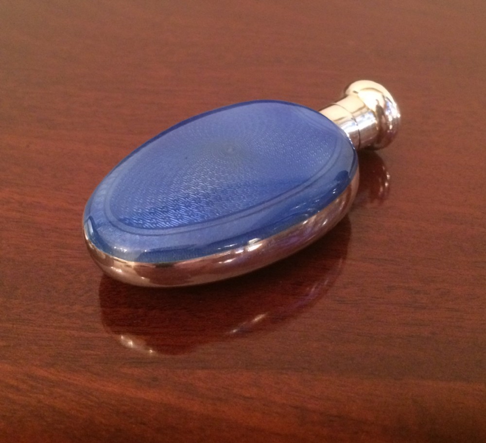 Exquisite Silver & Blue Enamel Scent Bottle, 1923