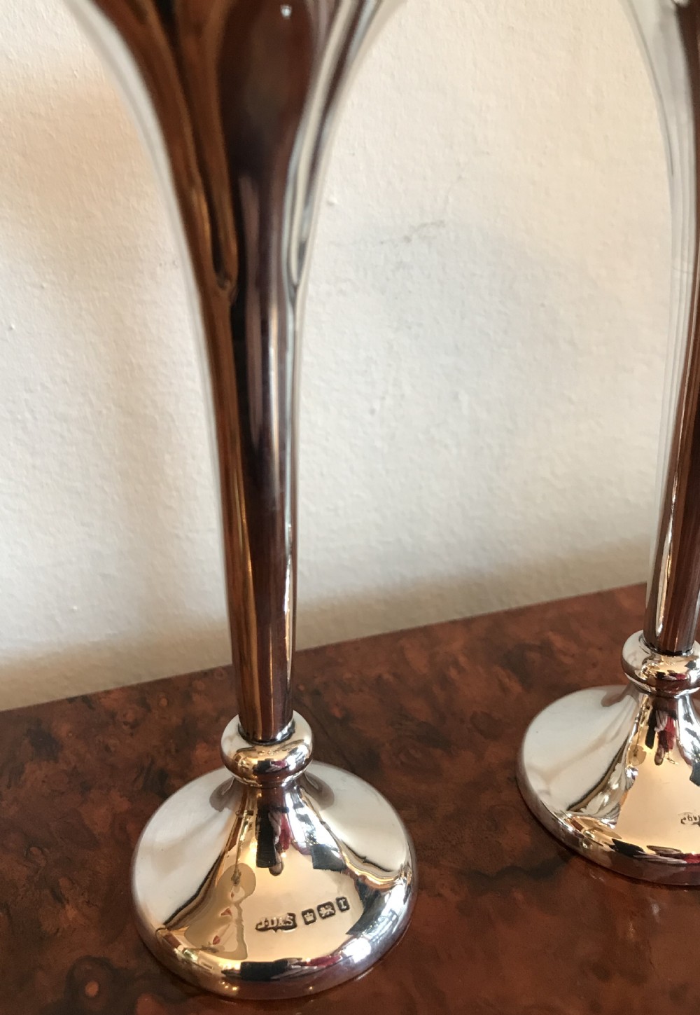 Pair Edwardian Silver Vases, 1909 View III