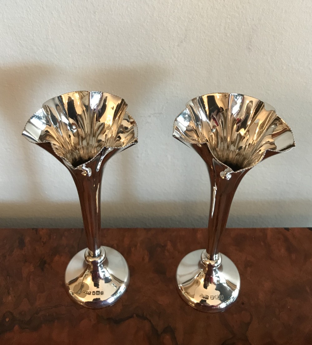 Pair Edwardian Silver Vases, 1909 View VI