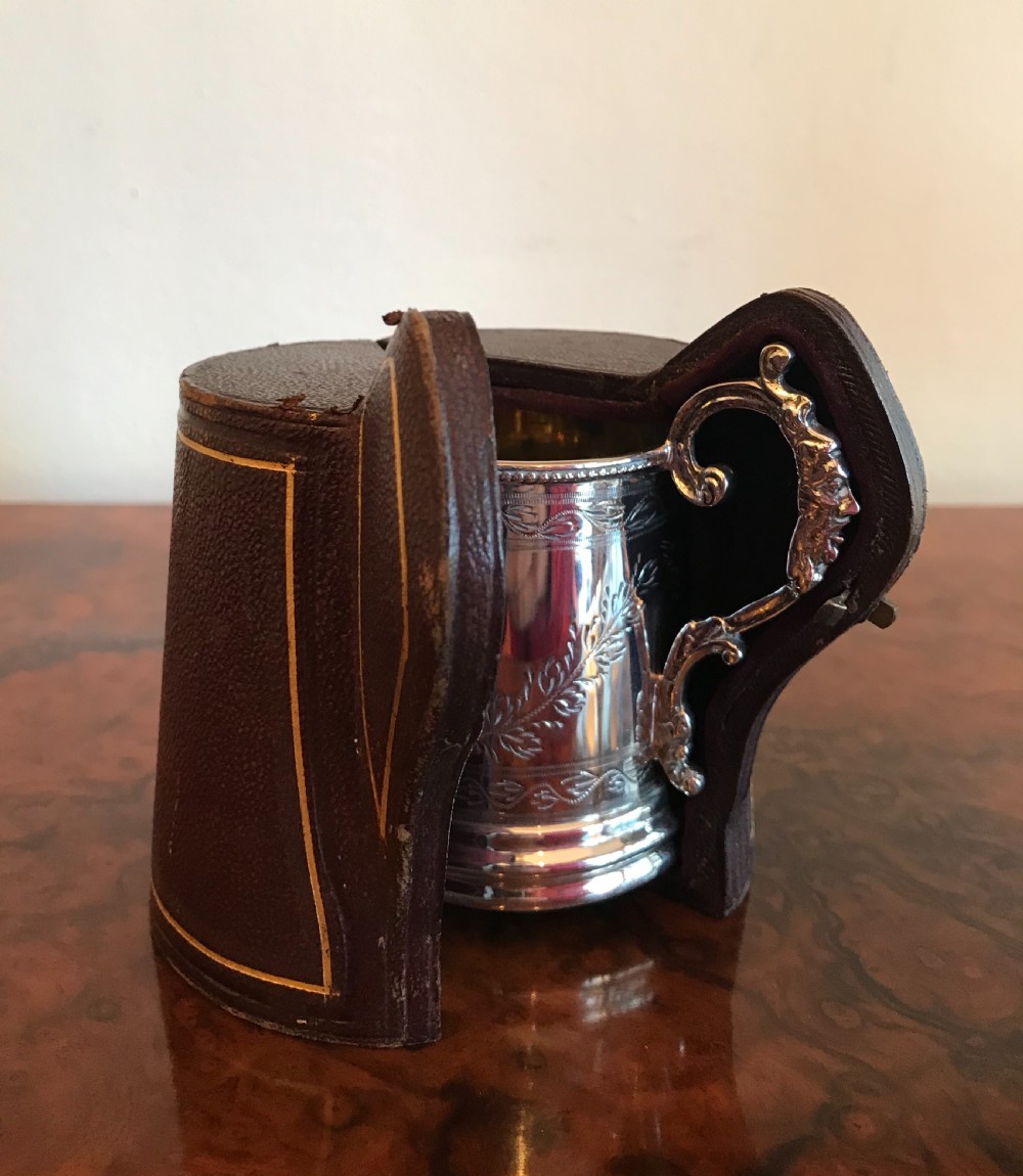 Victorian Silver Christening Cup Tankard, 1872, Original Box View IX
