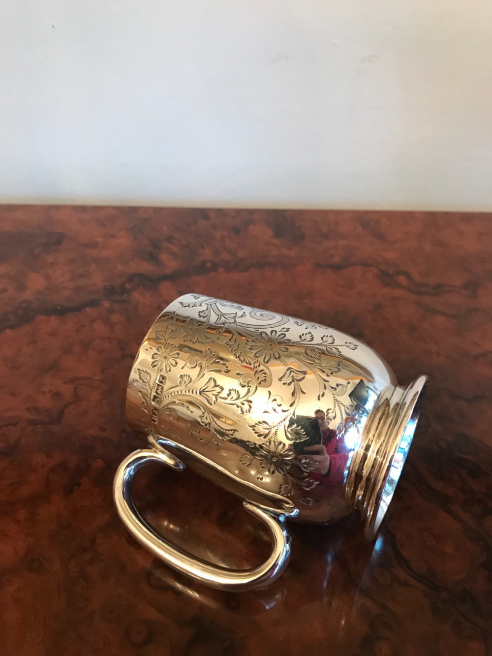 Edwardian Solid Silver Christening Mug Tankard, 1909 View VI