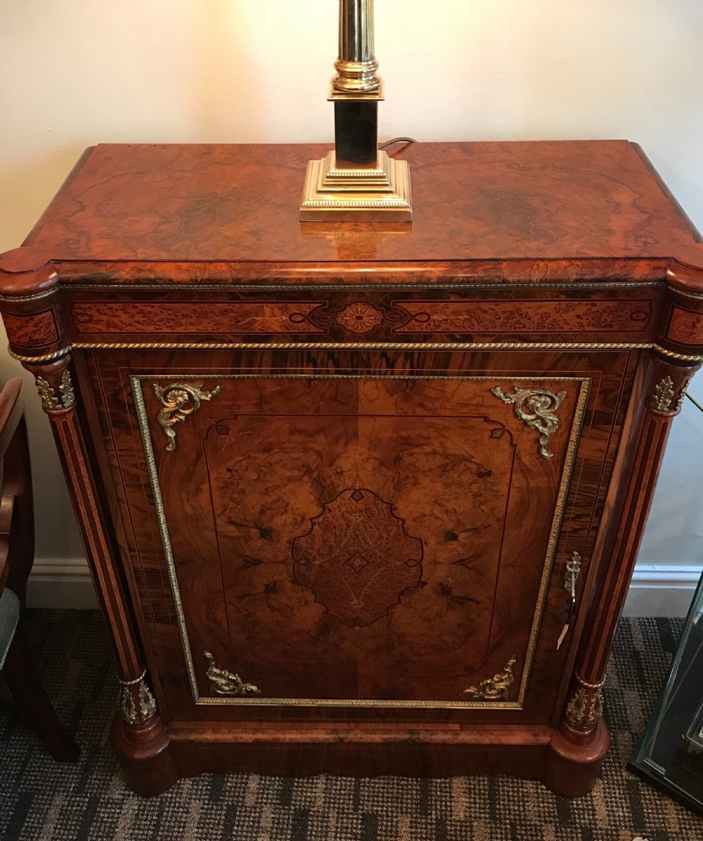 Stunning Victorian Burr Walnut Inlaid Pier Cabinet View II