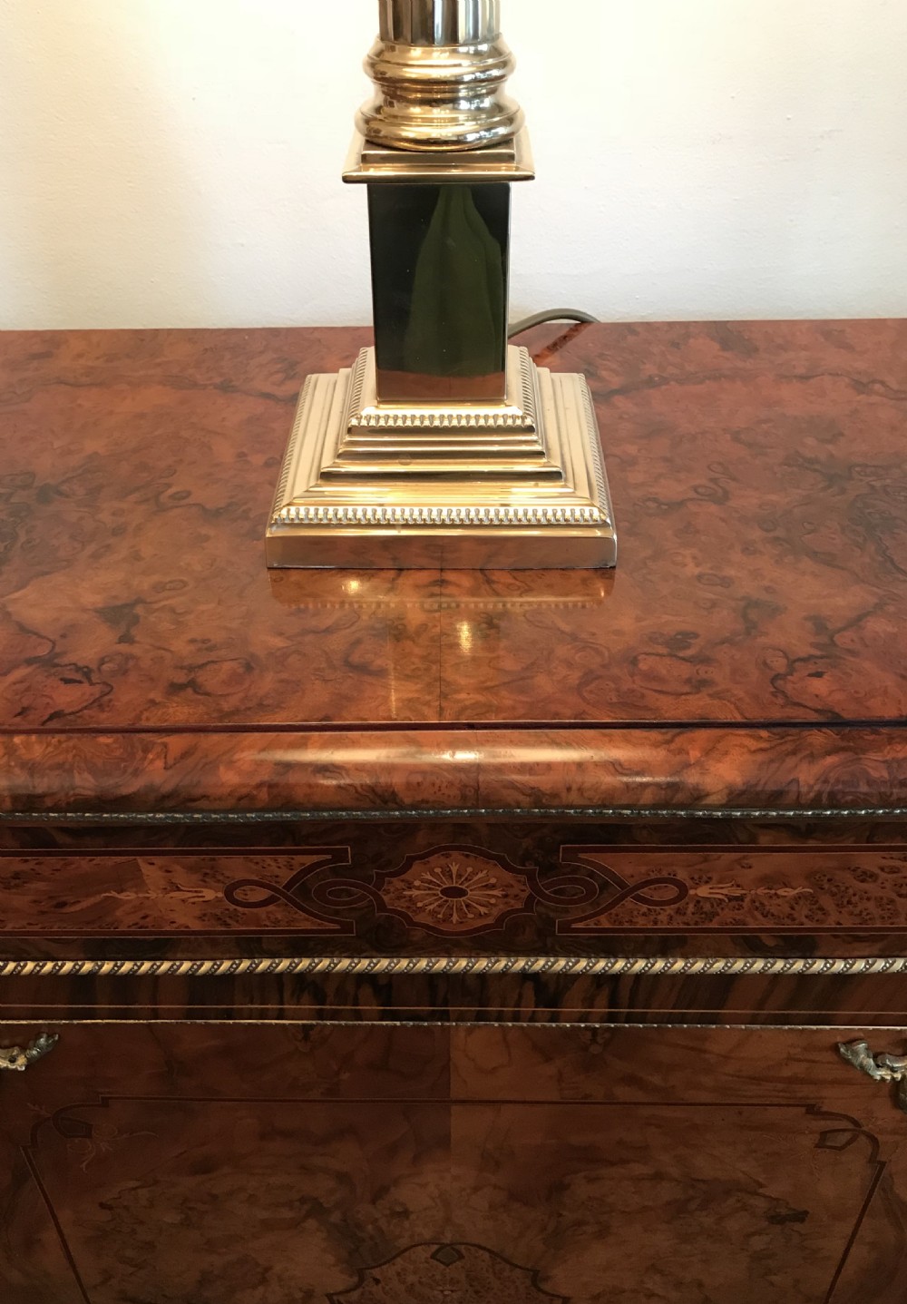Stunning Victorian Burr Walnut Inlaid Pier Cabinet View III