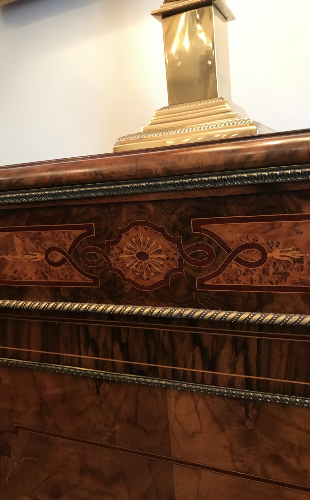 Stunning Victorian Burr Walnut Inlaid Pier Cabinet View IV