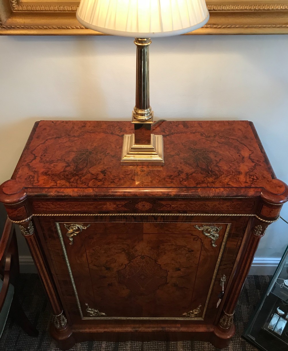 Stunning Victorian Burr Walnut Inlaid Pier Cabinet View VI