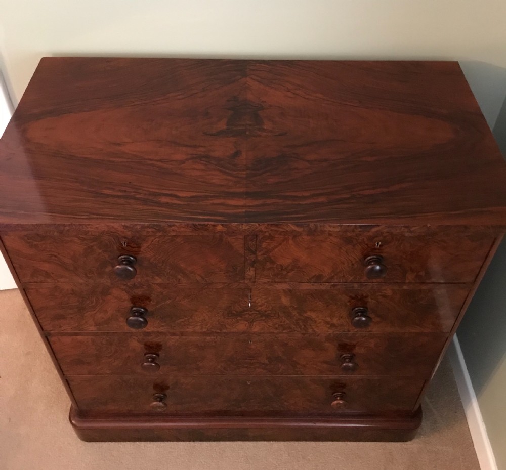 Stunning Victorian Burr Walnut Chest of Drawers by James Shoolbred View IV