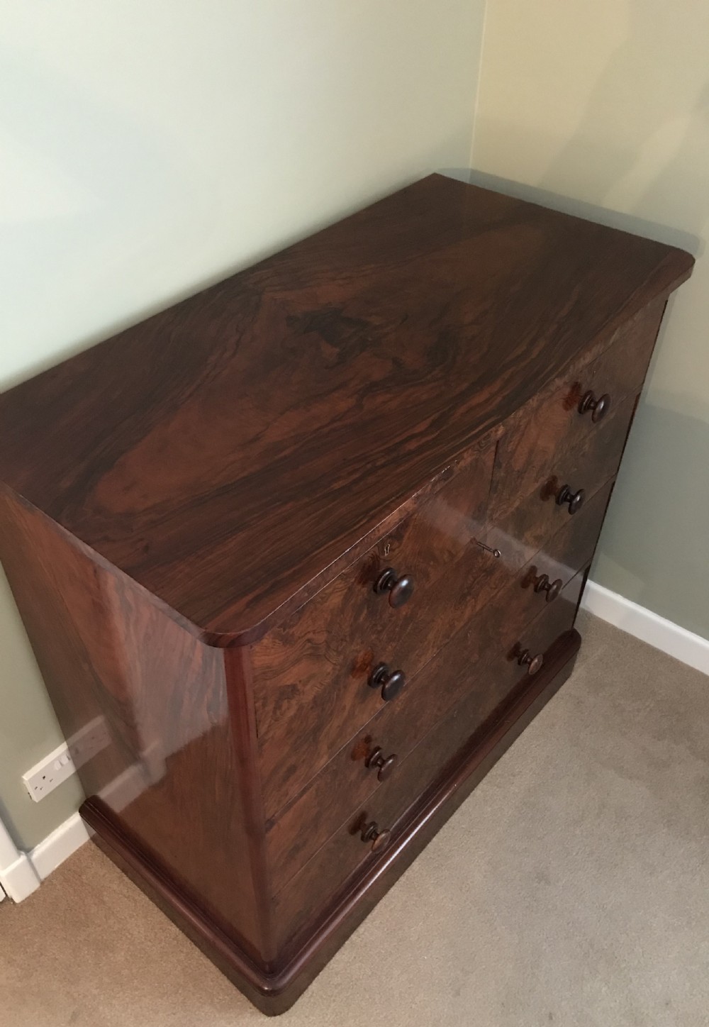 Stunning Victorian Burr Walnut Chest of Drawers by James Shoolbred View V