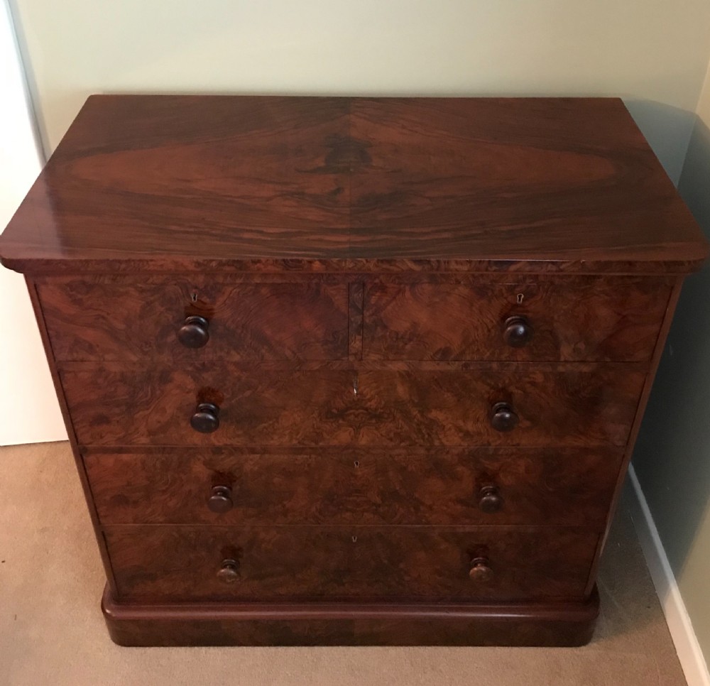 Stunning Victorian Burr Walnut Chest of Drawers by James Shoolbred View X