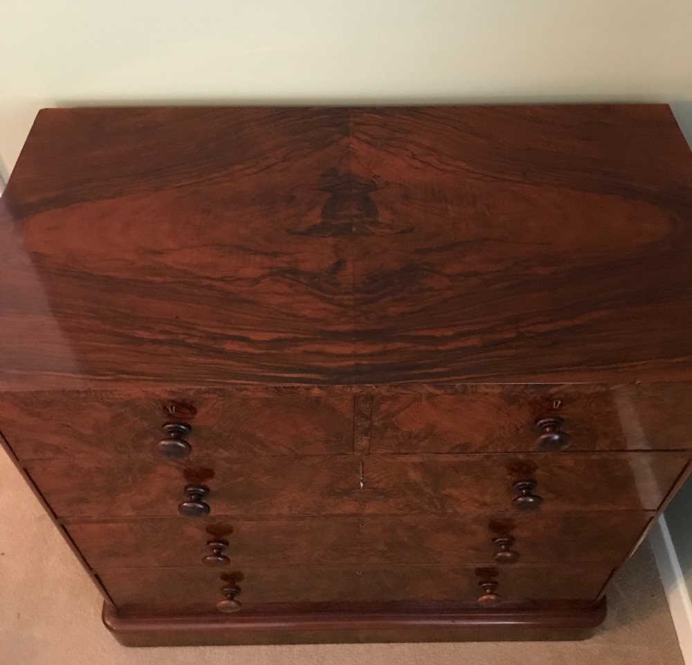 Stunning Victorian Burr Walnut Chest of Drawers by James Shoolbred View XII