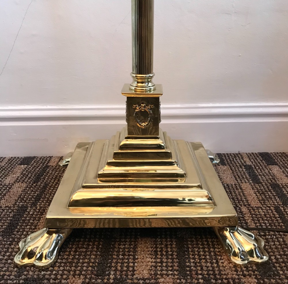 Quality Edwardian Brass Corinthian Standard Lamp View III