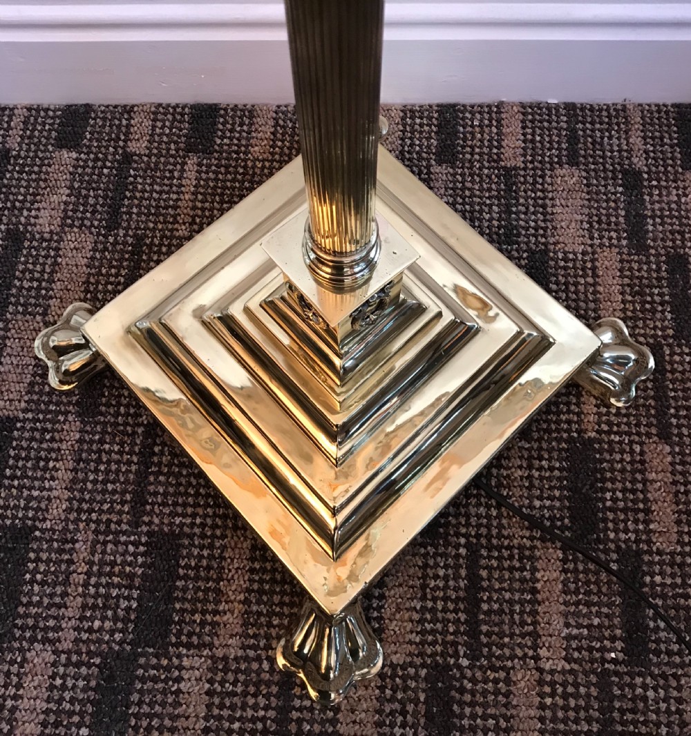 Quality Edwardian Brass Corinthian Standard Lamp View IV