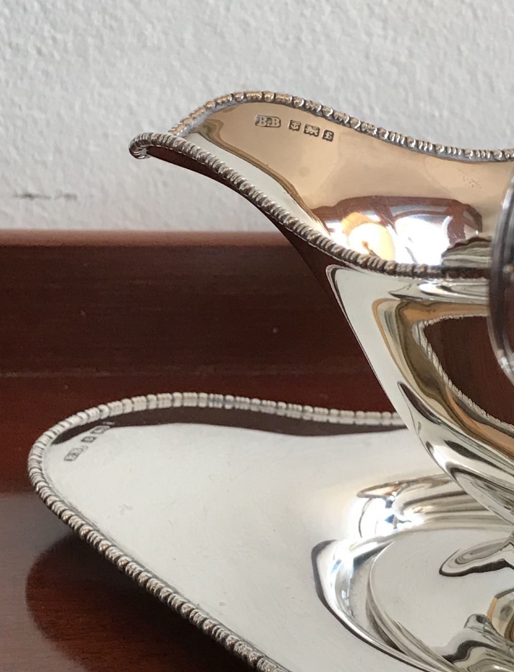 Elegant Solid Silver Sauce Boat On Stand, 1905 View VI