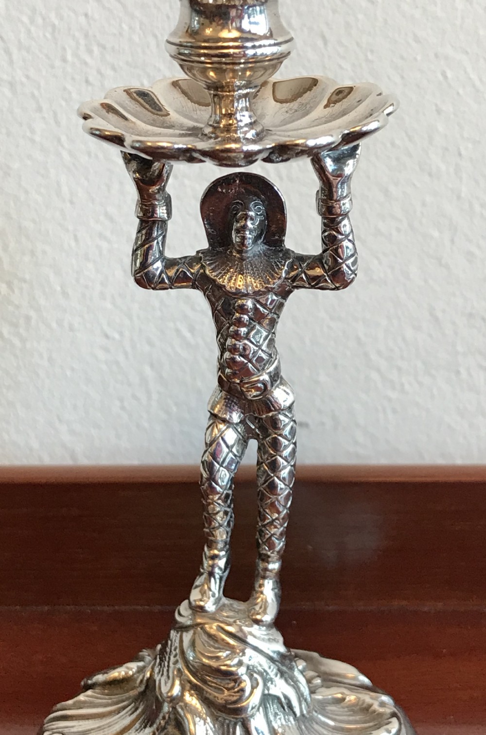 Fabulous George III Silver Harlequin Taperstick, 1761 View II