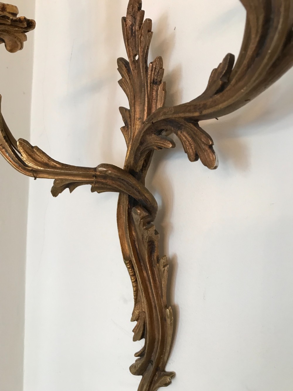 Pair French Cast Brass Wall Lights View IV
