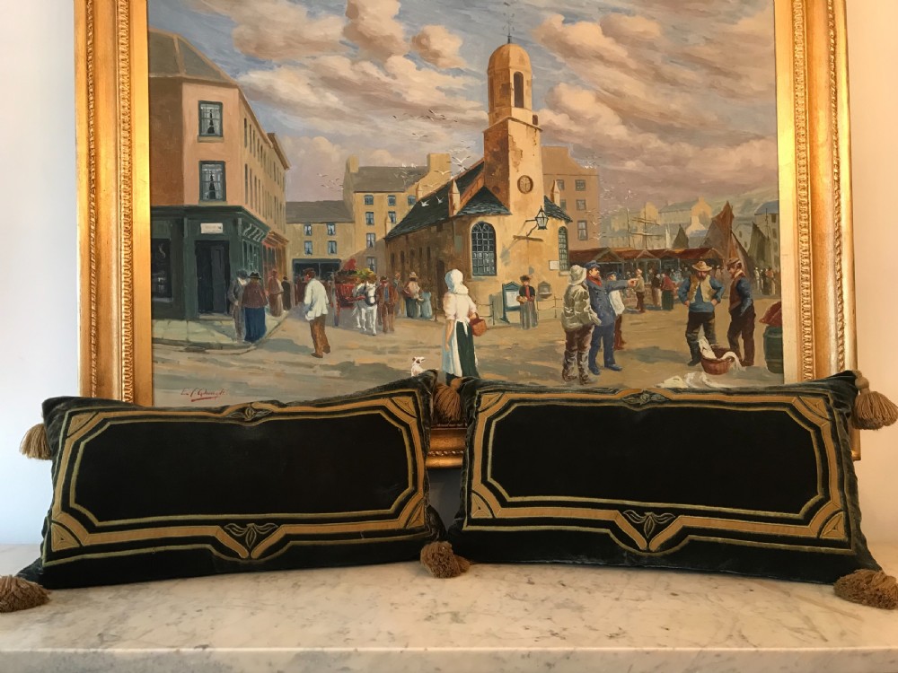 Beautiful Pair of Art Nouveau Velvet Cushions View II