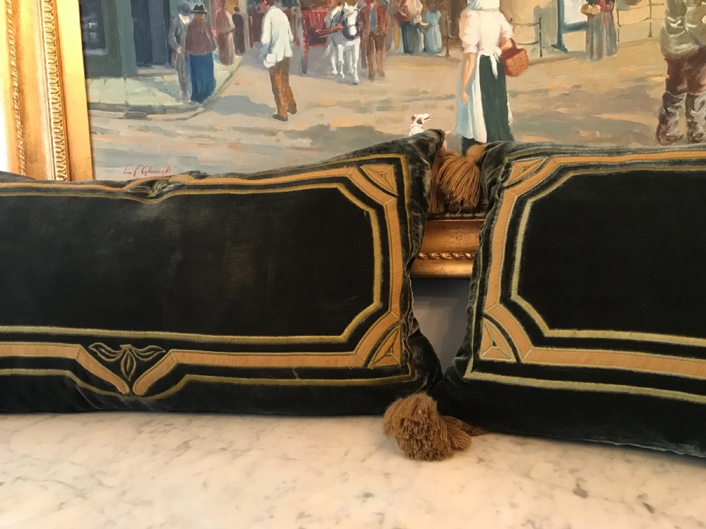 Beautiful Pair of Art Nouveau Velvet Cushions View IV
