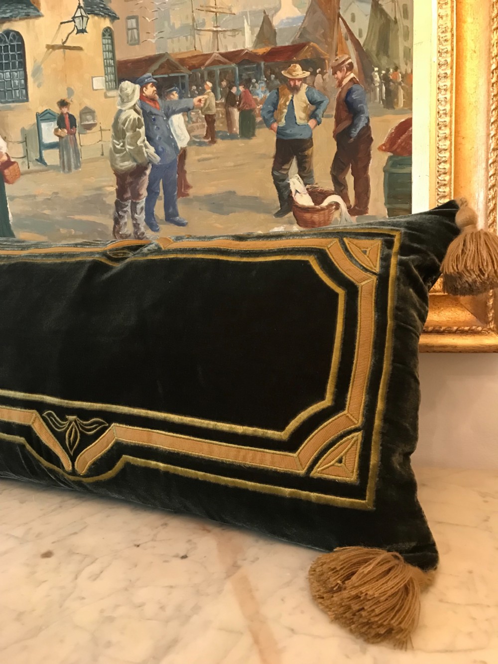 Beautiful Pair of Art Nouveau Velvet Cushions View V