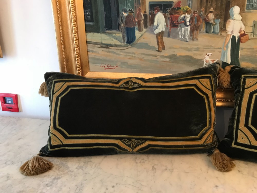 Beautiful Pair of Art Nouveau Velvet Cushions View VI