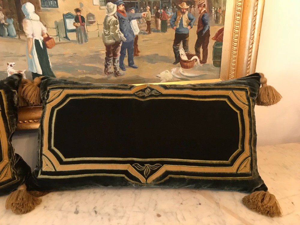Beautiful Pair of Art Nouveau Velvet Cushions View VII