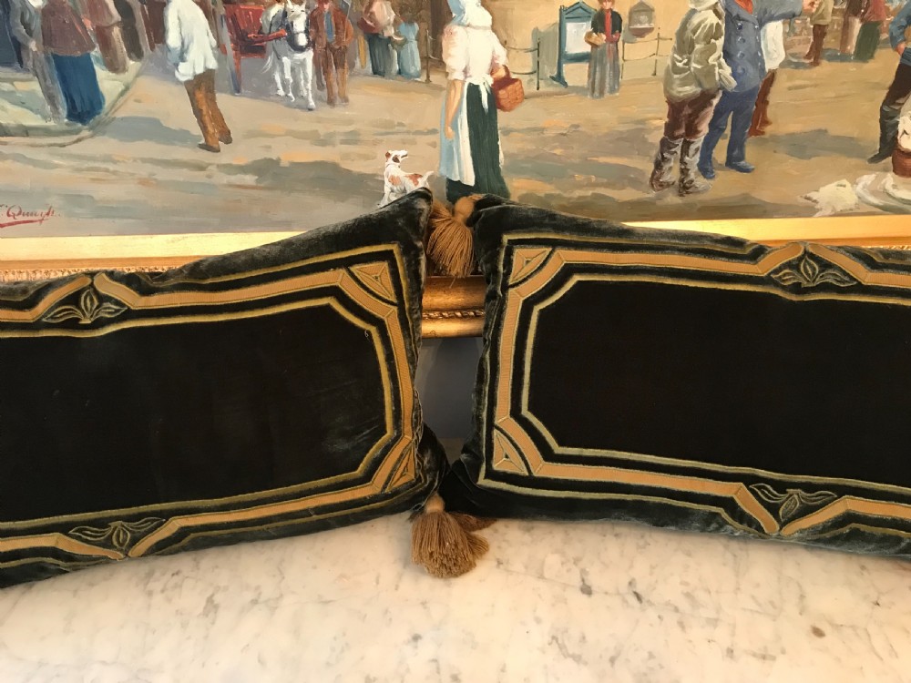 Beautiful Pair of Art Nouveau Velvet Cushions View VIII