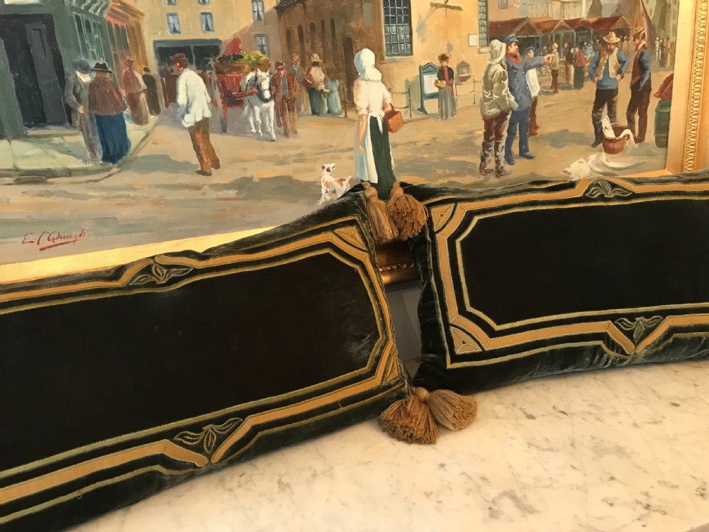 Beautiful Pair of Art Nouveau Velvet Cushions View IX