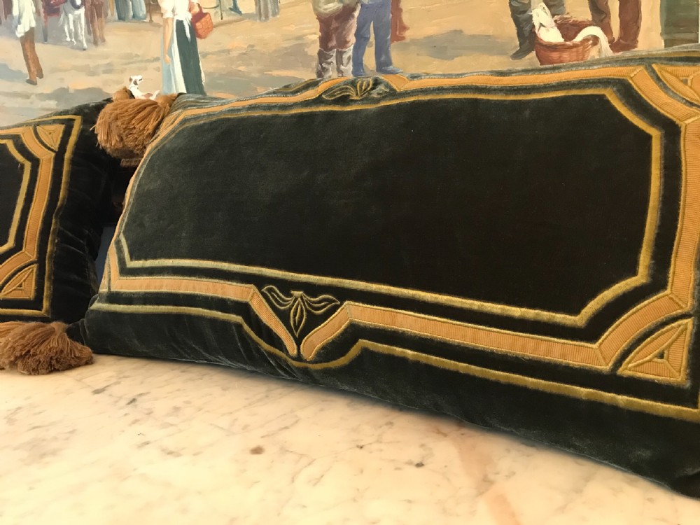 Beautiful Pair of Art Nouveau Velvet Cushions View X
