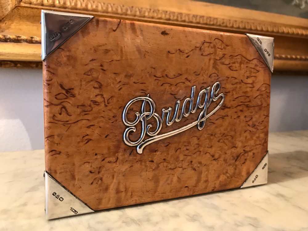 Burr Maple & Silver Bridhe Playing Card Box 