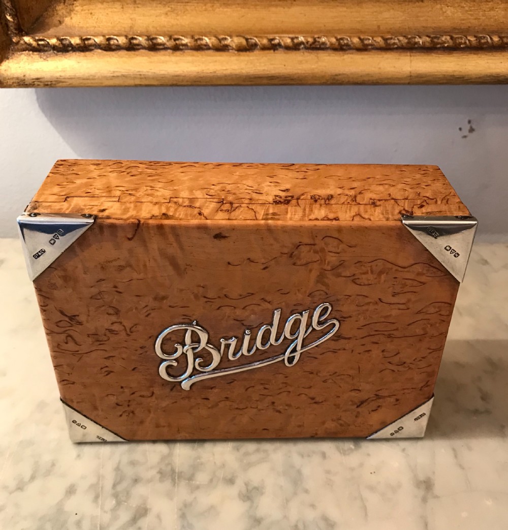 Burr Maple & Silver Bridhe Playing Card Box  View II
