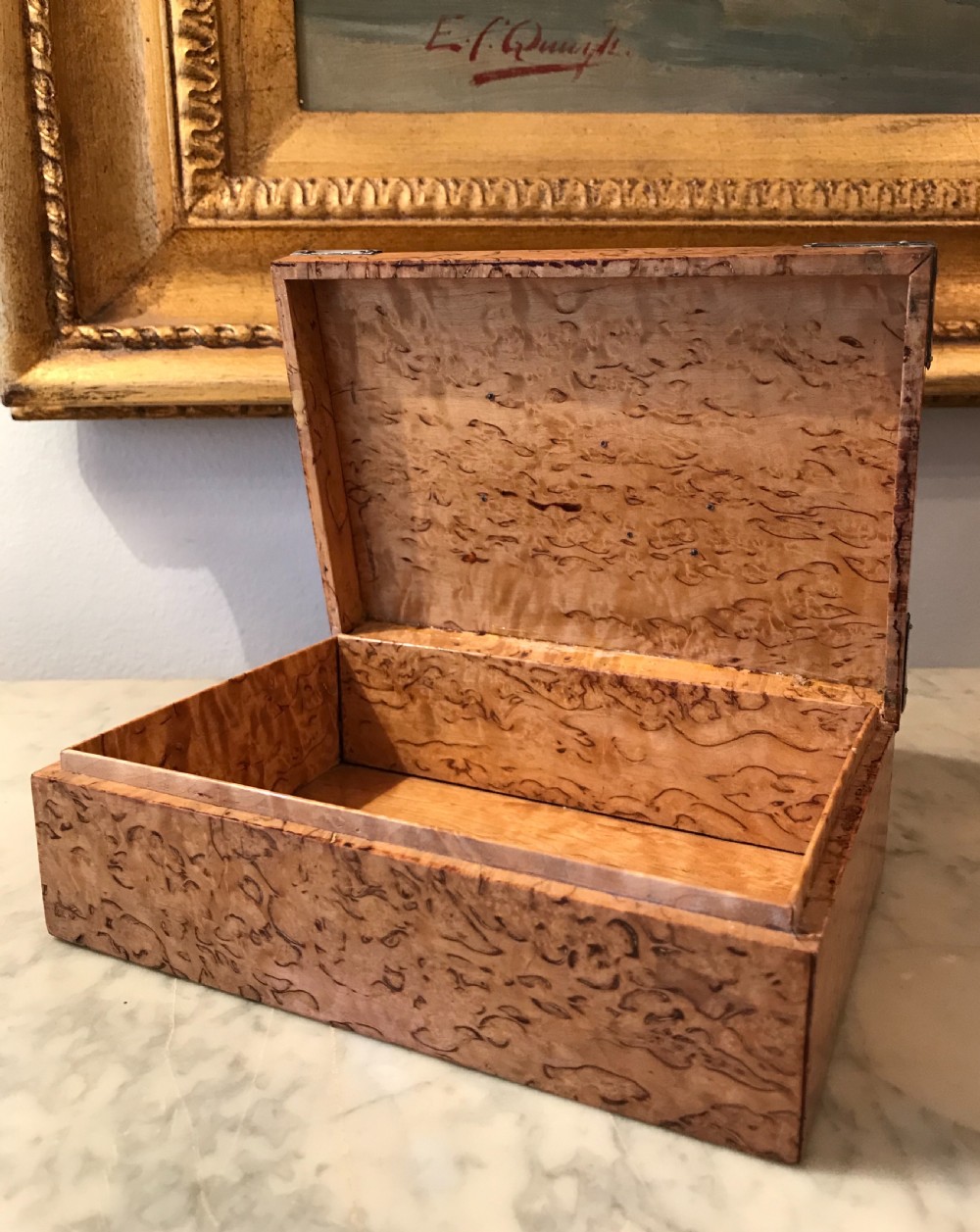 Burr Maple & Silver Bridhe Playing Card Box  View V