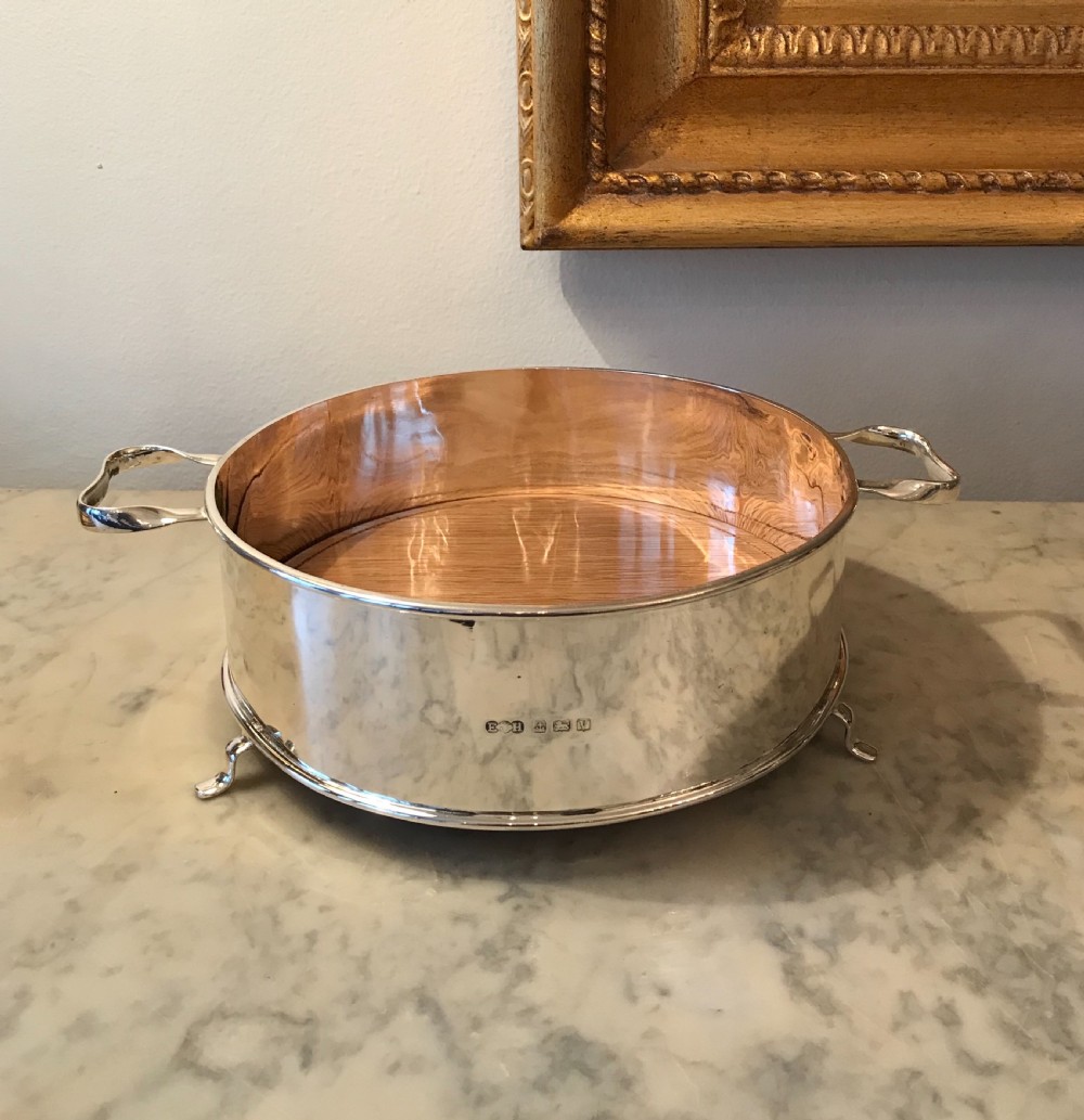 George V Silver & Oak Table Bread Basket