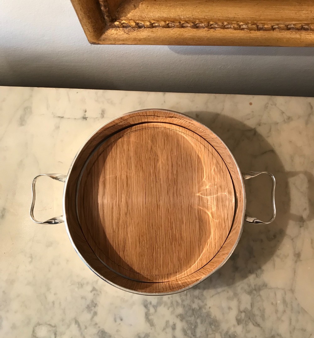 George V Silver & Oak Table Bread Basket View VI