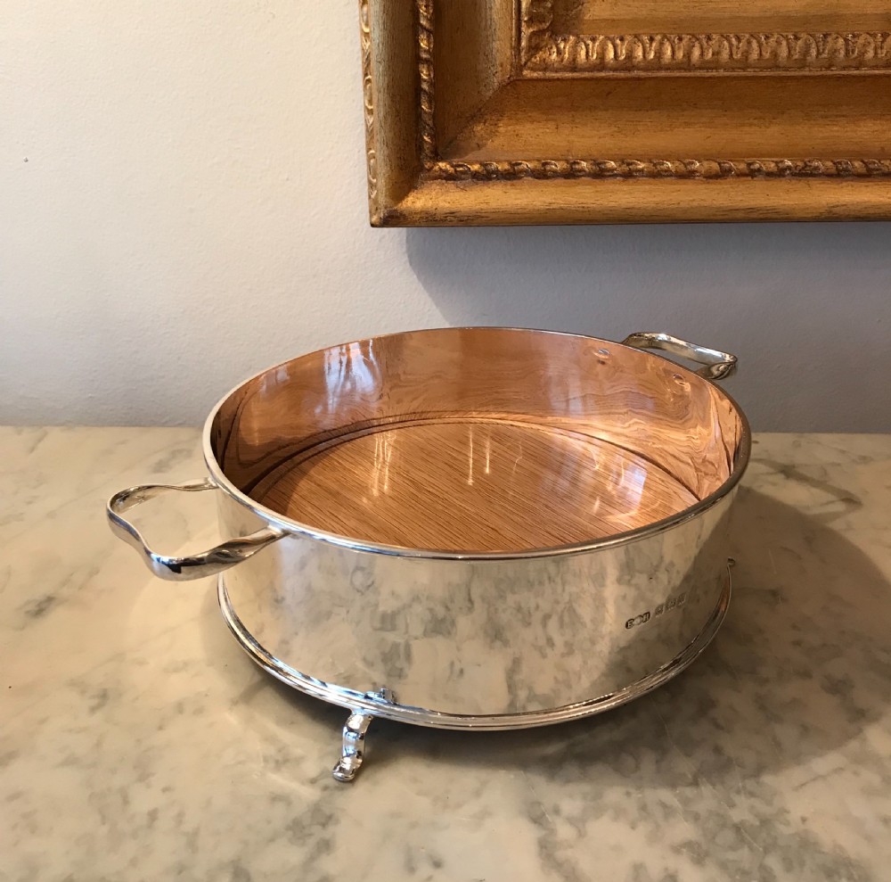 George V Silver & Oak Table Bread Basket View VII