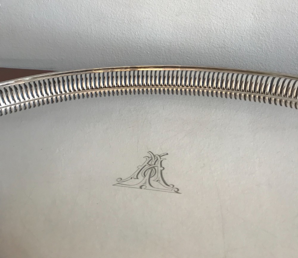 Very Large & Heavy Edwardian Silver Tray View IV