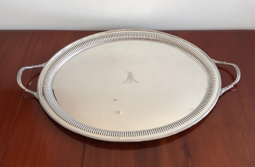 Very Large & Heavy Edwardian Silver Tray View VI