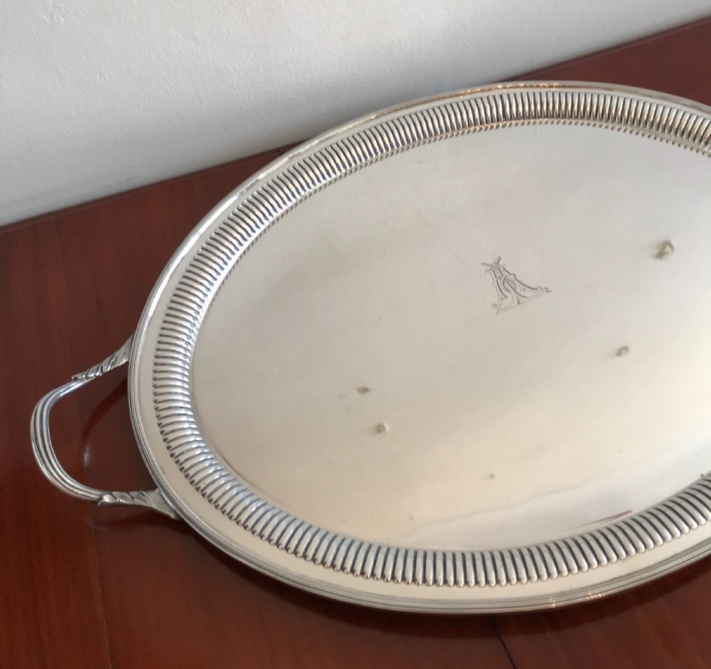 Very Large & Heavy Edwardian Silver Tray View VII