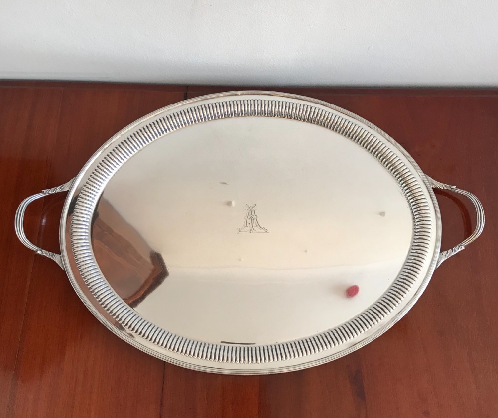 Very Large & Heavy Edwardian Silver Tray View VIII