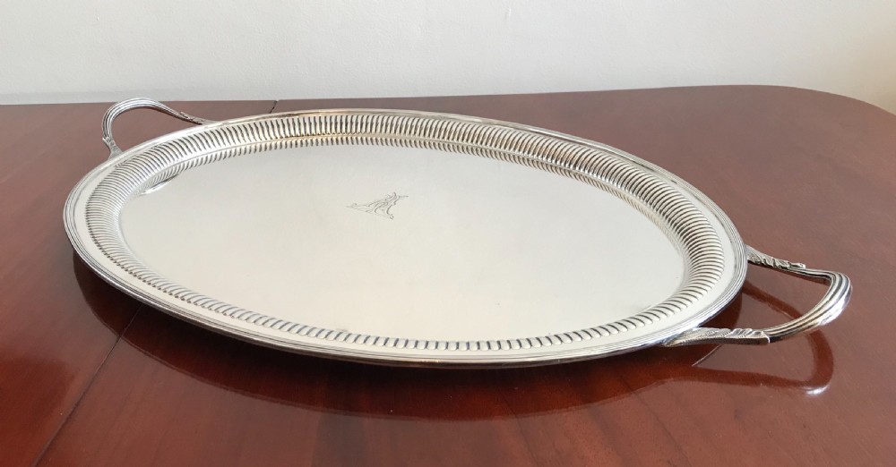 Very Large & Heavy Edwardian Silver Tray View IX