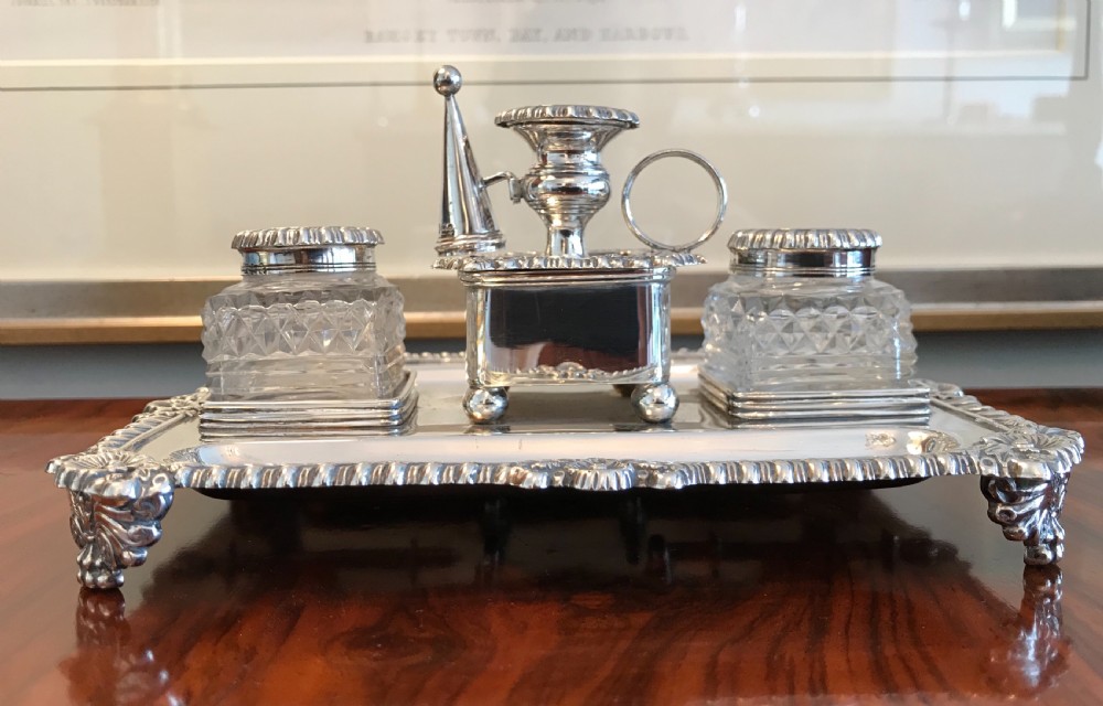 Quality George III Silver Inkstand, 1817 View II