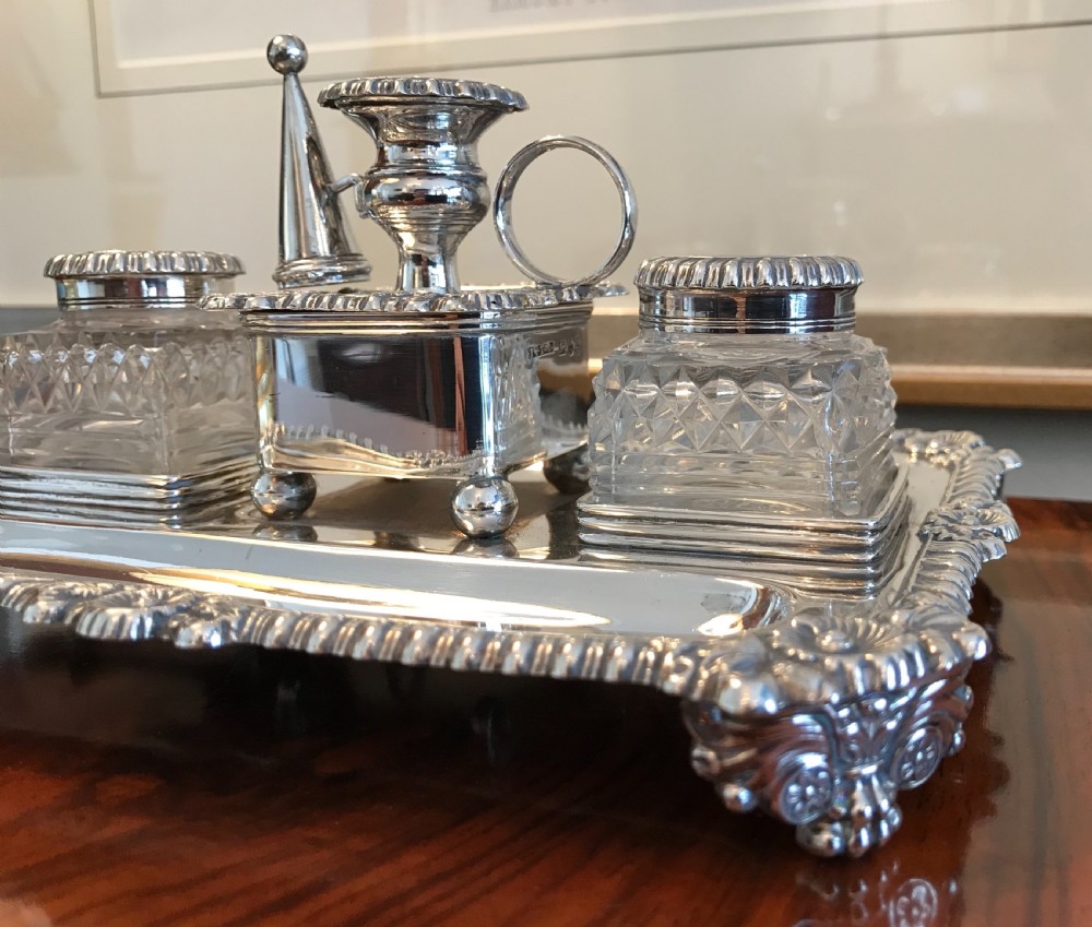 Quality George III Silver Inkstand, 1817 View III