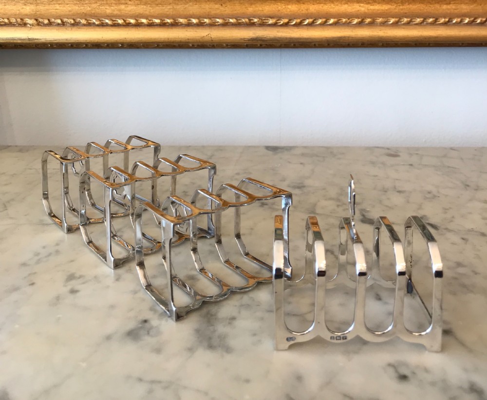 Set of Four Art Deco Solid Silver Toast Racks View VI