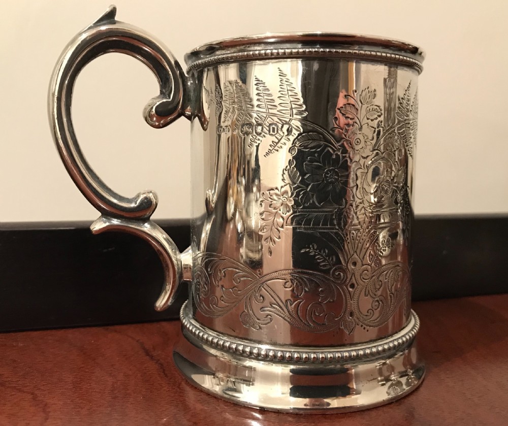 Quality Victorian Silver Mug Tankard, 1869 View X
