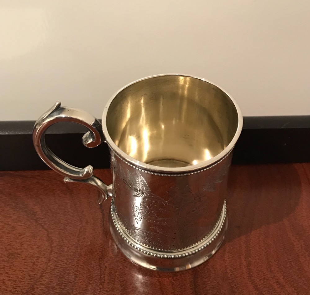 Quality Victorian Silver Mug Tankard, 1869 View XI