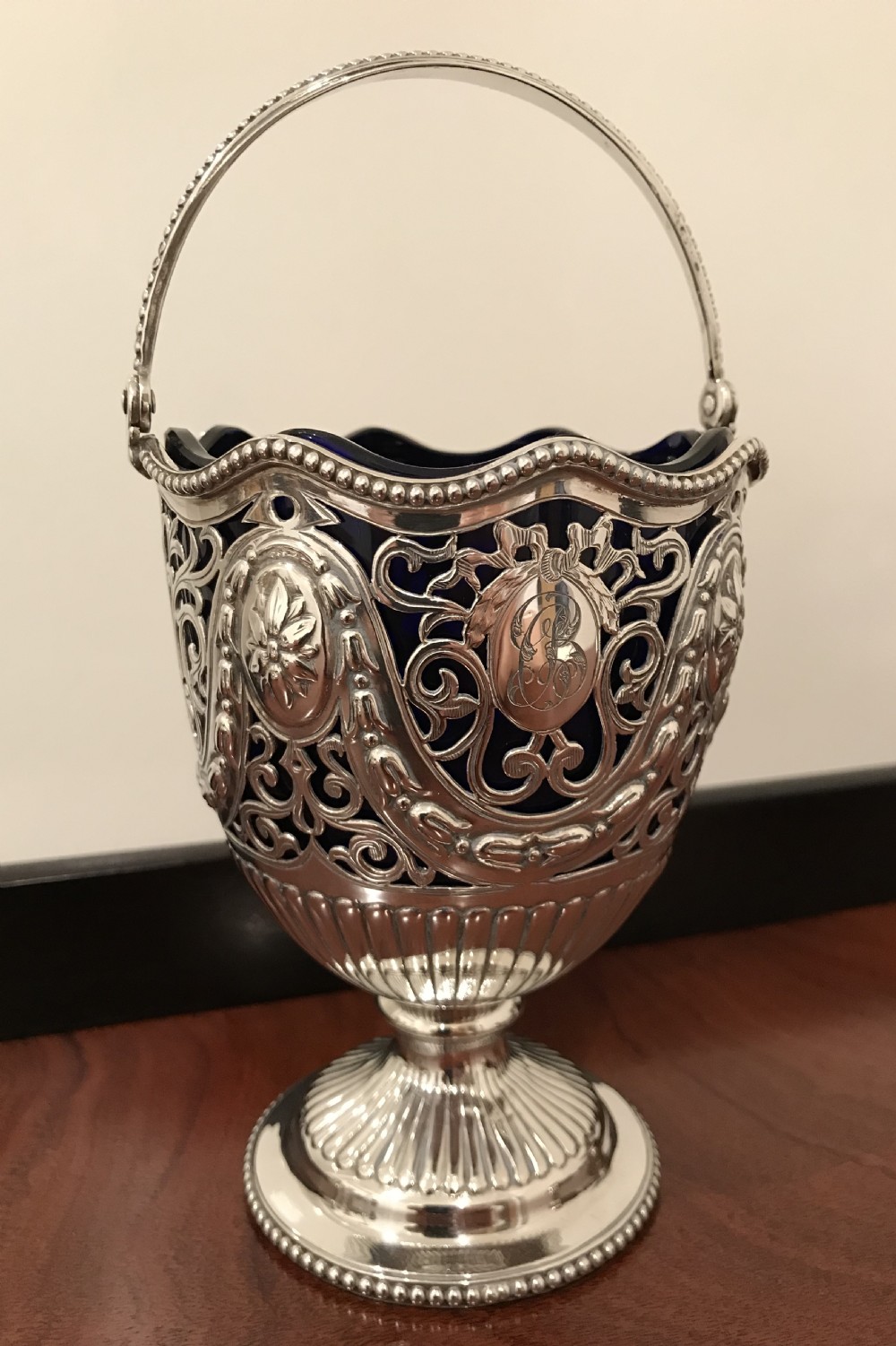 Impressive Victorian Silver Sugar Basket, 1876 View II