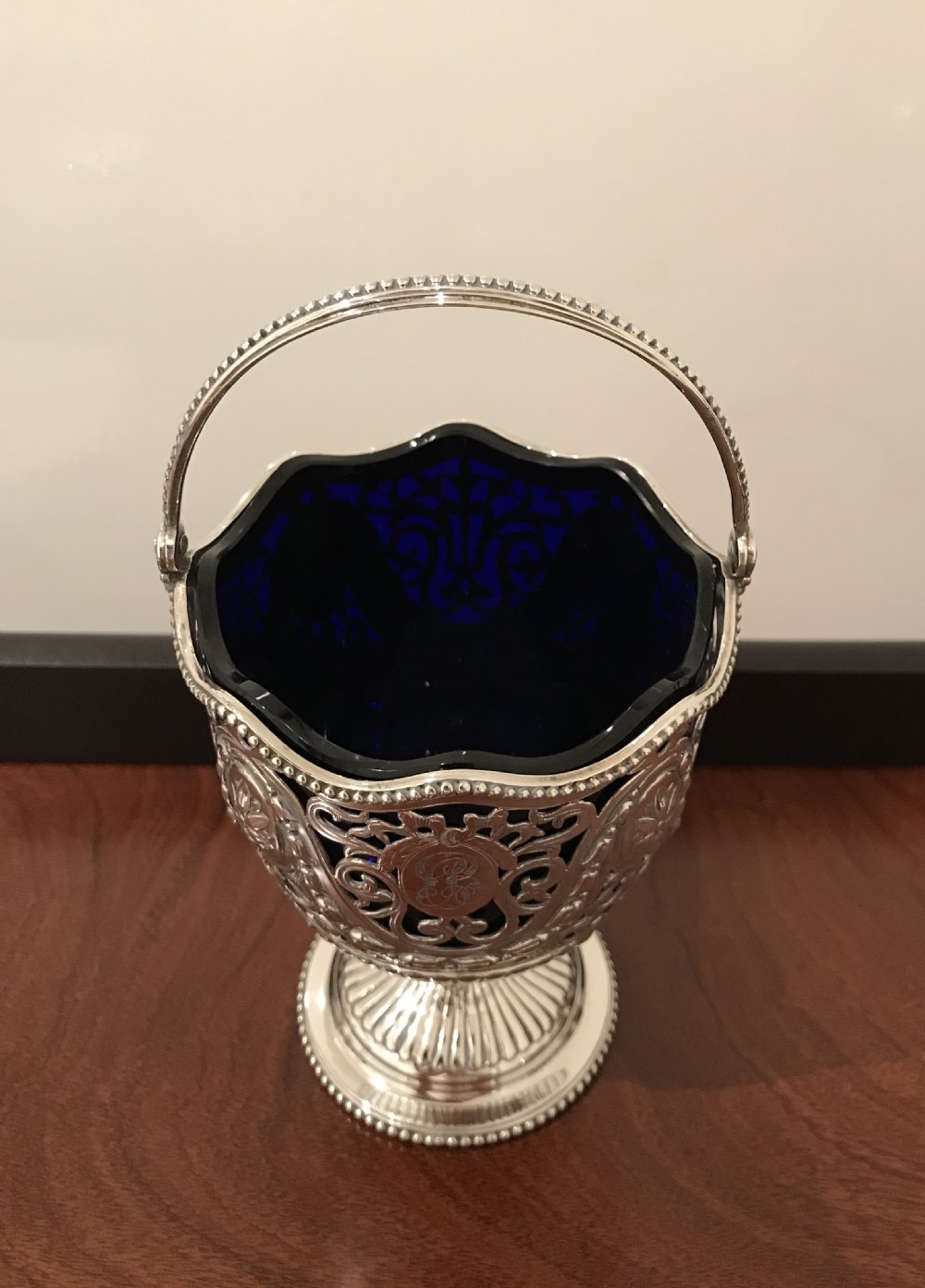 Impressive Victorian Silver Sugar Basket, 1876 View III