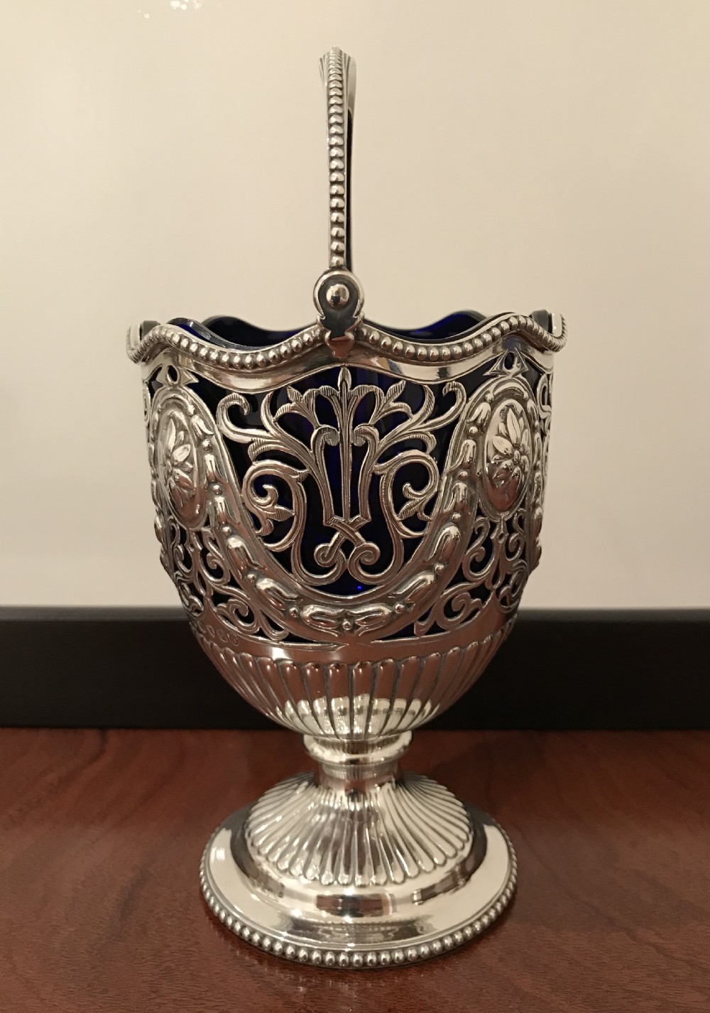 Impressive Victorian Silver Sugar Basket, 1876 View V