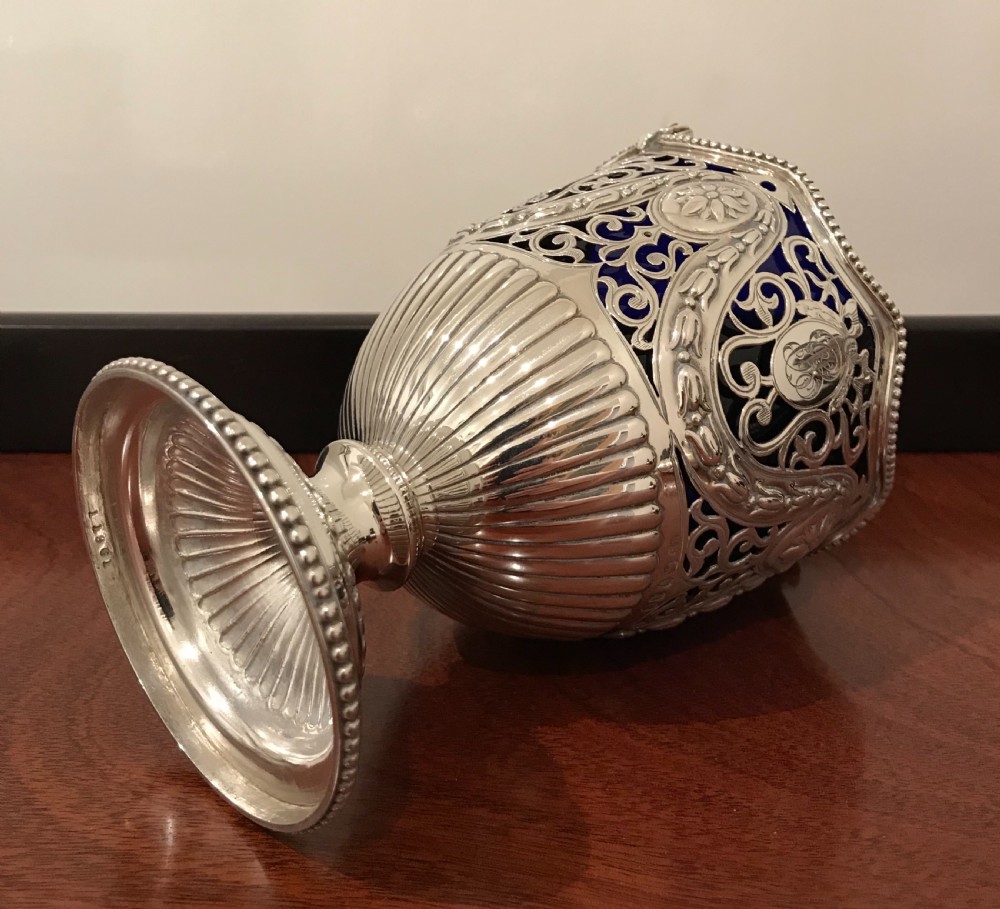 Impressive Victorian Silver Sugar Basket, 1876 View IX