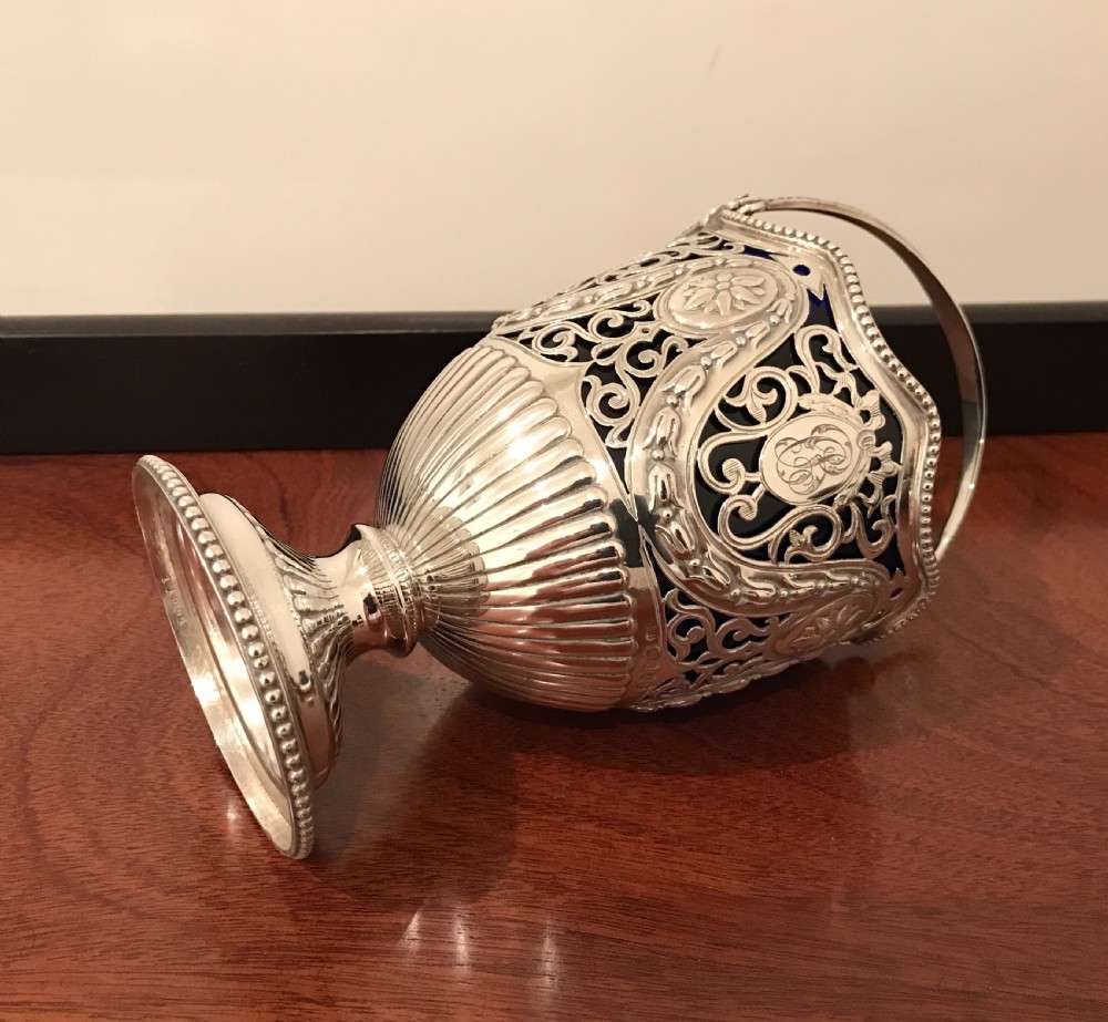 Impressive Victorian Silver Sugar Basket, 1876 View X